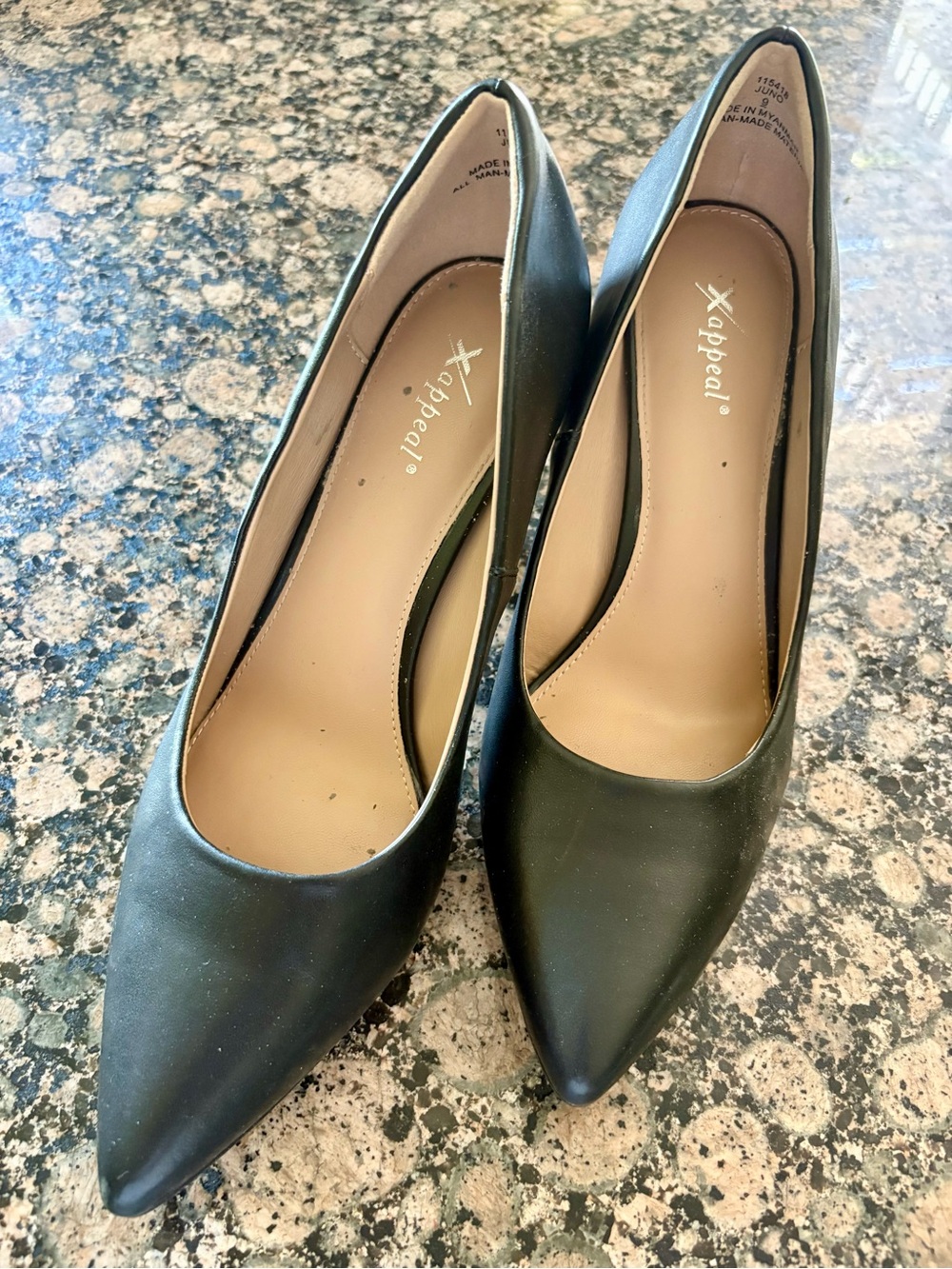 Xappeal Women's Black Pointed-Toe Classic Pumps